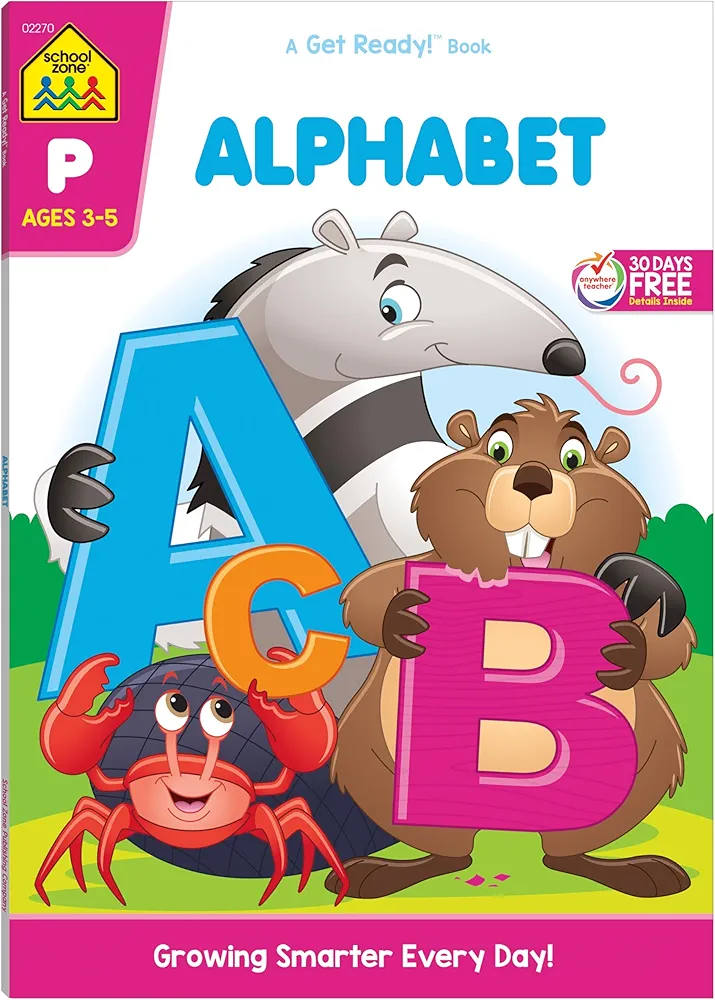 School Zone - Alphabet Workbook - 64 Pages, Ages 3 to 5, Preschool, ABC's, Letters, Tracing, Alphabetical Order, and More (School Zone Get Ready!™ Book Series)