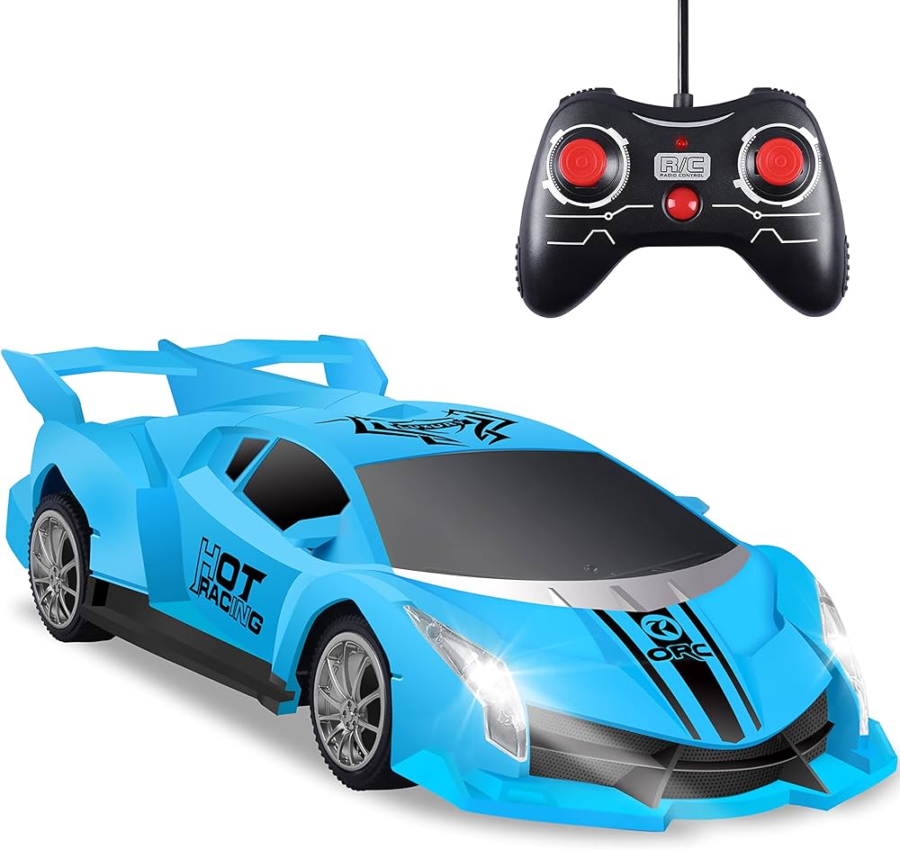 Remote Control Car, 2.4Ghz 1/18 Scale Model Racing Car Toys, RC Car for Kids and Boys with Cool Led Lights, Hobby RC Cars Toys Birthday Gifts for Age 3 4 5 6 7 8-12 Year Old Boys Girls