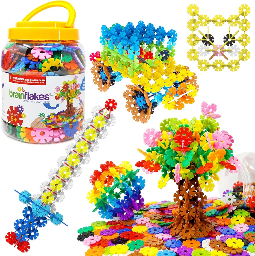 VIAHART BRAIN FLAKES 500 Piece Set, Ages 3+, Interlocking Plastic Disc Toy for Creative Building, Educational STEM learning, Construction Block Play for Kids, Teens, Adults, Boys, and Girls