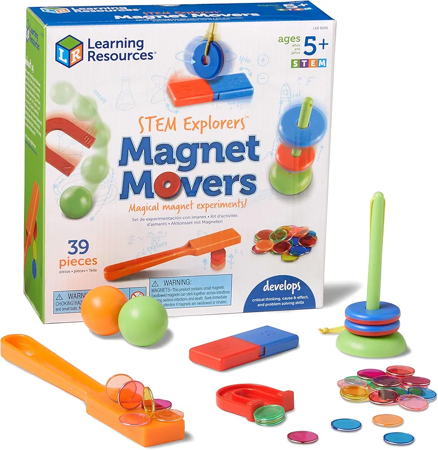 Learning Resources STEM Explorers -Ages 5+, Magnet Movers, Critical Thinking Skills, STEM Certified Toys, Magnets Kids,Magnet Set,Back to School Supplies,39 Pieces