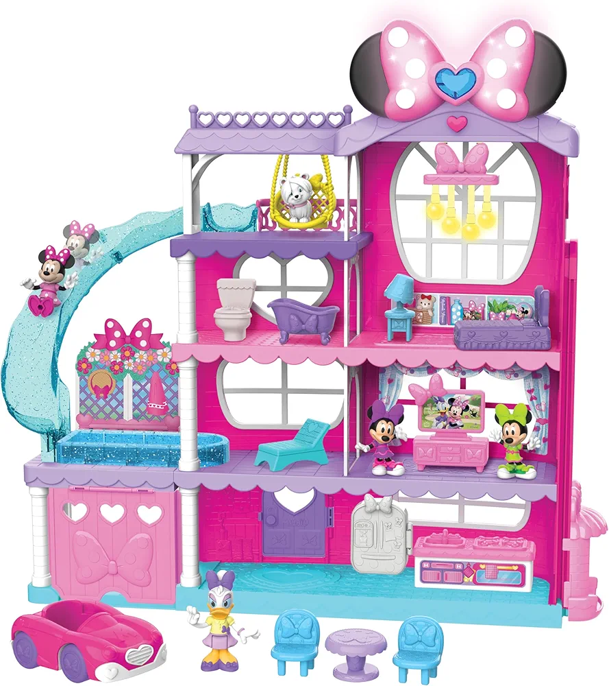 Disney Junior Minnie Mouse 22-inch Ultimate Mansion, 23-piece Toy Figures and Playset