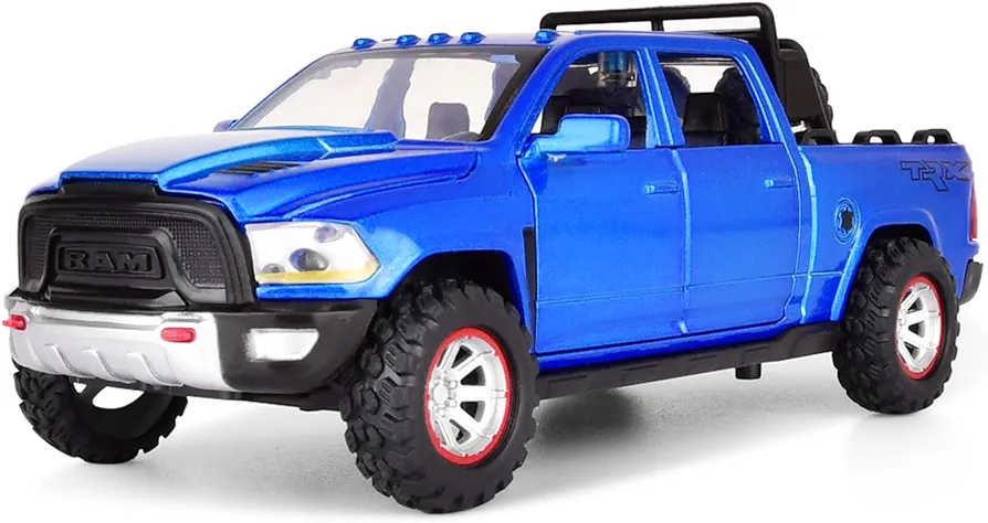 RAM 1500 Pickup Truck Toys for Boy Age 4-7 Diecast Metal Model Trucks Open Door Pull Back Toy Cars with Lights and Sound Gift for Kids 3-8 Years