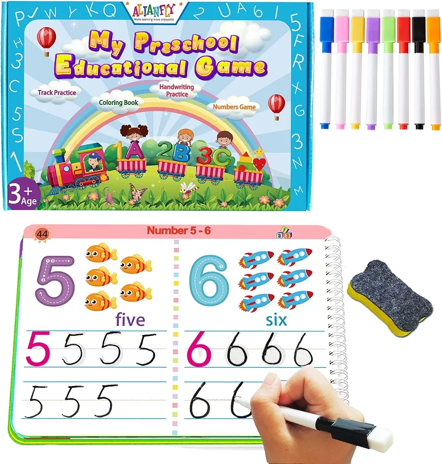 Preschool Learning Activities Educational Workbook - Toddler Prek Montessori Handwriting Practice Activity Tracing Toys Busy Book for Kids, Autism Learning Materials and ABC Learning Book