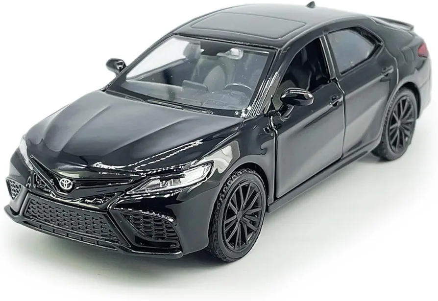 Camry XSE 2022 Model Car 1/36 Scale Diecast Toy Cars Metal Alloy Children’s Die-cast Vehicles, Pull Back Doors Open, Black Rim, Collection for Men, Kids Toys for Boys Gifts, black