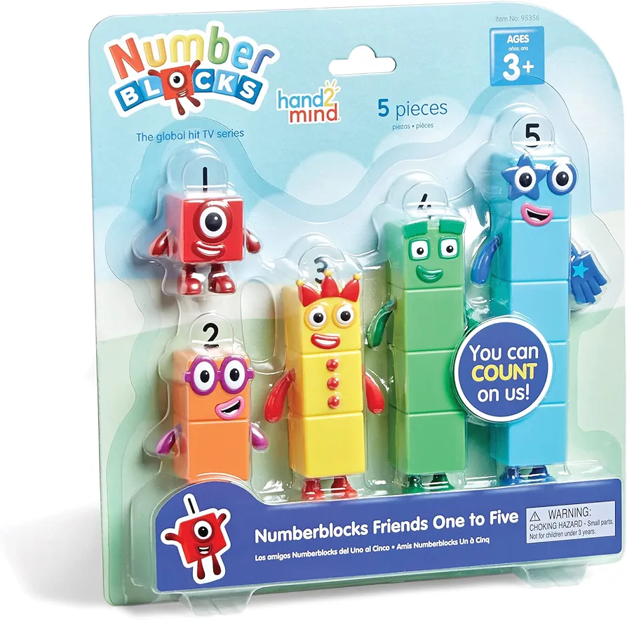 hand2mind Numberblocks Friends One to Five Figures, Cartoon Action Figure Set, Toy Figures, Play Figure Playsets, Small Figurines for Kids, Number Toys, Math Toys for Kids 3-5, Birthday Gifts for Kids