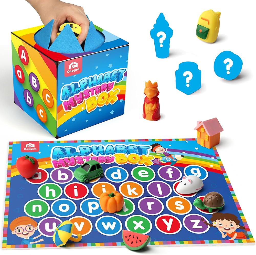 Coogam Mystery Surprise Box, Fine Motor Letter Matching and Sorting Game, 26pcs Alphabet Educational Montessori Learning Toy Gift for Preschool Kindergarten 3 4 5 Year Old