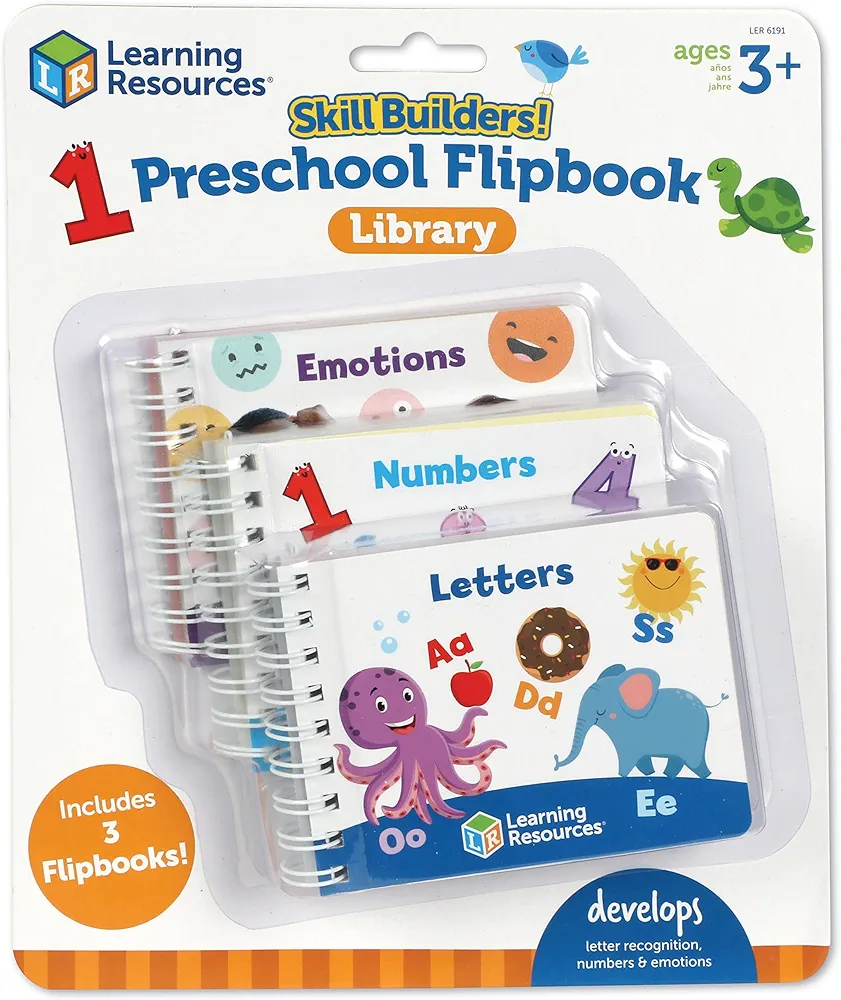 Learning Resources Skill Builders! Preschool Flipbooks -3 Pieces, Ages 3+, Preschool Learning Activities, ABC and Numbers for Toddlers, Activity Book,Back to School