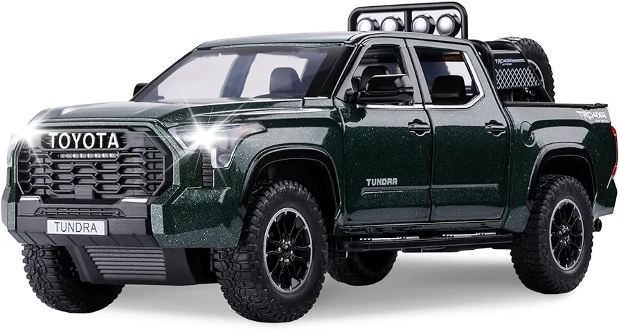 SASBSC Tundra Truck Toys for 3 4 5 6 7 Year Old Boys Off-Road Pickup Toy Trucks for Boys Age 3-5 Diecast Metal Trucks with Light and Sound Pull Back Toy Cars Birthday Gift for Kids Green