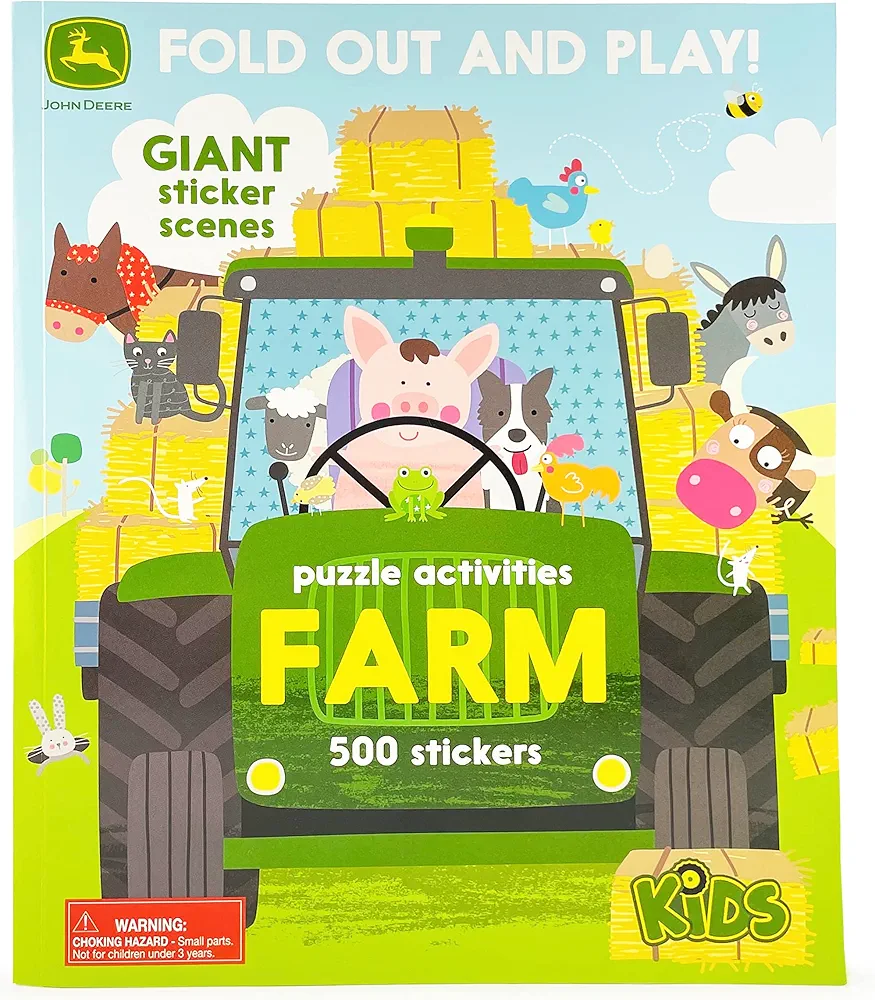 Farm - 500 Stickers and Puzzle Activities: Fold Out and Play! (John Deere: Children's Interactive Fold Out and Play Puzzle Activity Book)