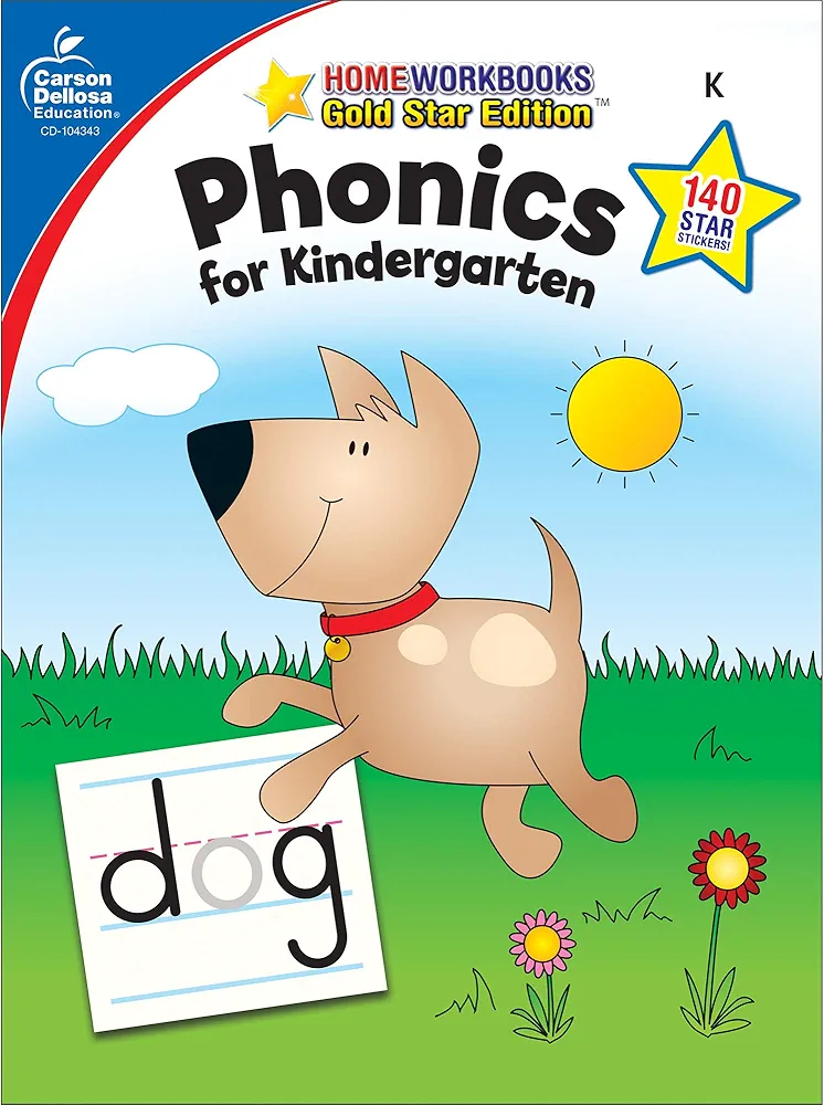 Phonics Workbook for Kindergarten, Sight Words, Tracing Letters, Consonant and Vowel Sounds, Writing Practice With Incentive Chart and Reward ... Curriculum (Home Workbooks) (Volume 12)