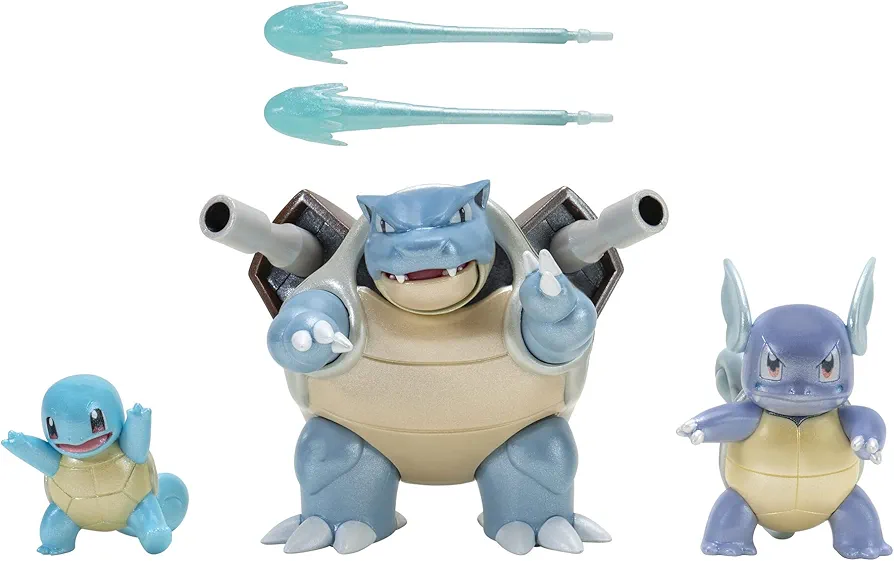 Pokémon Select Evolution 3 Pack - Features 2-Inch Squirtle, 3-Inch Wartortle & 4.5-Inch Blastoise Battle Figures - Authentic Details