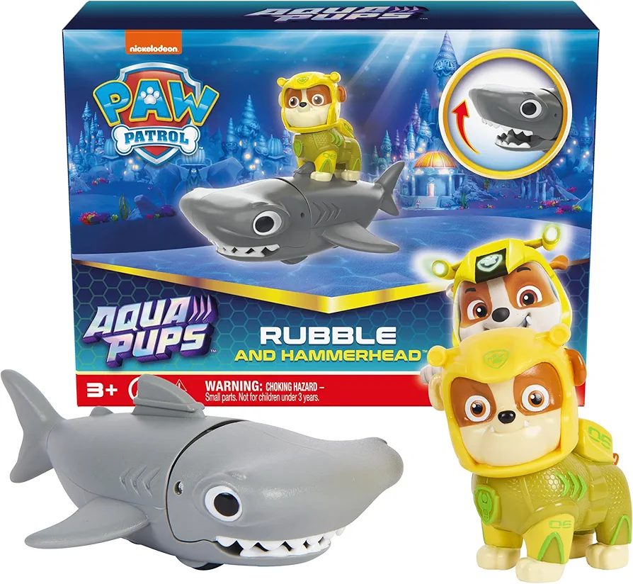 Paw Patrol, Aqua Pups Rubble and Hammerhead Action Figures Set, Kids Toys for Ages 3 and up