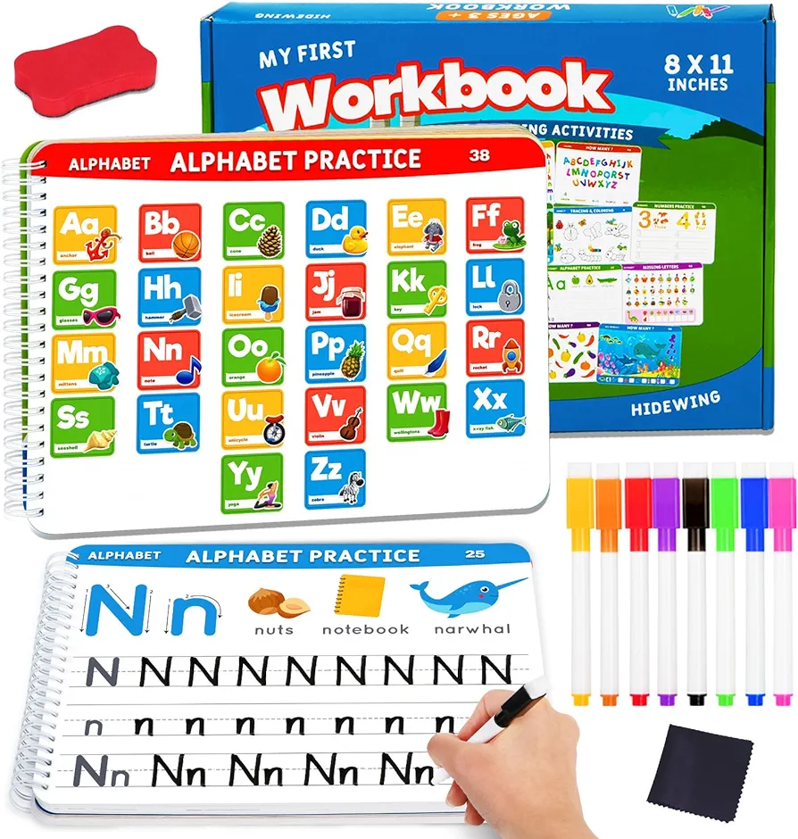 Preschool Learning Activities Educational Workbook: Preschool Handwriting Tracing Books | Autism Learning Materials | Alphabet Learning Toys | Pre k Workbooks | Montessori Busy Book for Kids Ages 3-5