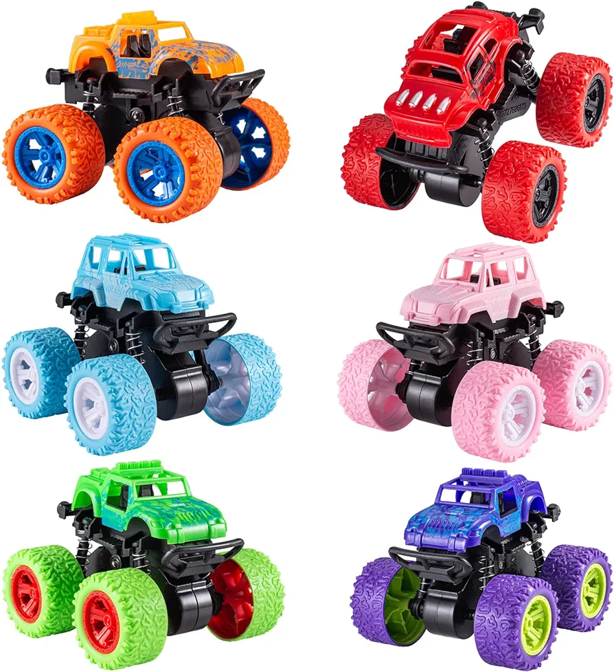 Monster Truck Toys for Kids Boys Girls Toddlers 3, 4, 5, 6, 7, 8 Years Old, Friction Powered Monster Truck Party Favor Toy Cars Vehicles, Sand Beach Toys Gifts (6 Pack)