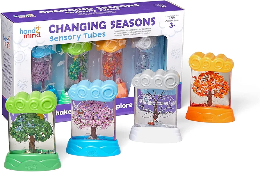 hand2mind Changing Seasons Sensory Tubes, Quiet Fidget Toys for Kids 3-5, Toddler Science Toys, Weather Toys, Calming Toys for Kids, Calm Down Corner Supplies, Preschool Classroom Must Haves