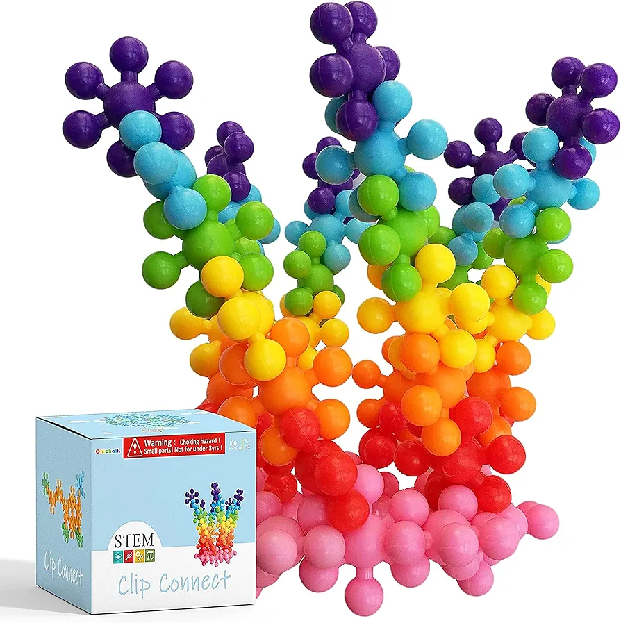 Clip Connect 100 Pieces | Diameter 1.5", Interlocking Solid Plastic Building Blocks Set Early STEM Educational Toy for Preschool Kids Boys and Girls, Promotes Fine Motor Skills & Sensory Development