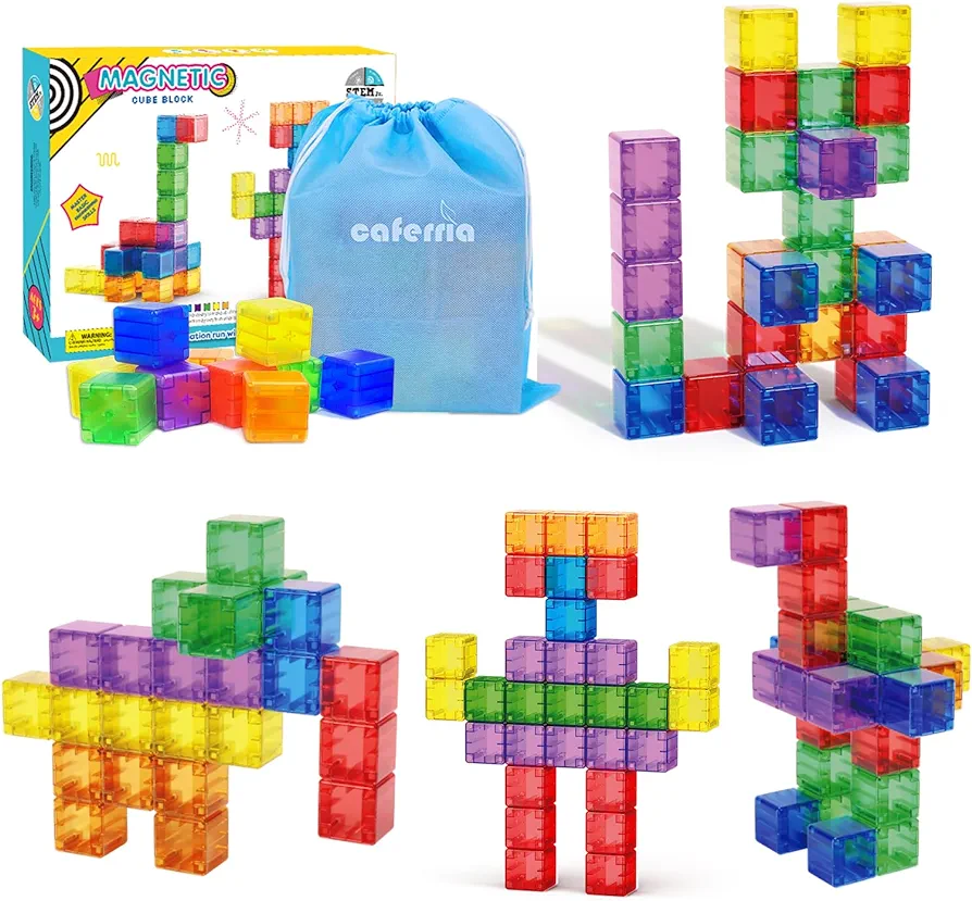 1.38 inch Magnetic Blocks Toddler Toys, 30pcs Translucent Building Blocks Building Toys for ages 2-4 5-7, Preschool STEM Magnet Sensory Montessori Toys for 2 3 4 5 6 Year Old Boys Girls