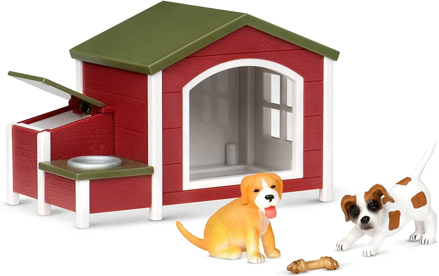 Terra by Battat – 5 Pcs Dog House Playset –Toy Dog Figurines for Kids 3-Years-Old and Up