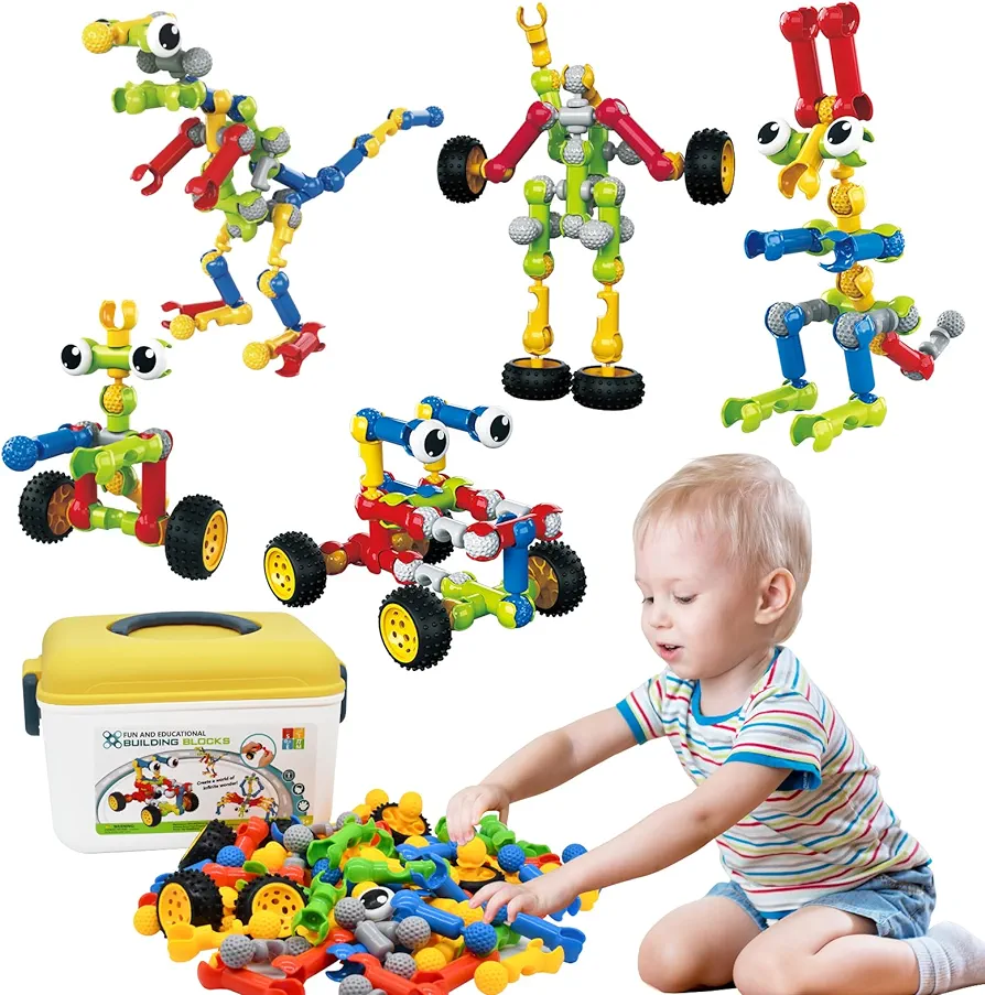 Building Toys,109 Piece STEM Toys for Kids Ages 3 4 5 6 7 8 9 10 11 12 Years Old Boys and Girls Christmas Birthday Gifts Children Building Blocks Creative and Educational Kids Toys Projects