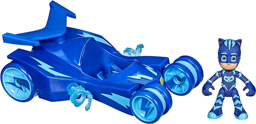 PJ Masks Catboy Deluxe Vehicle Preschool Toy, Cat-Car Toy with Spinning Super Cat Stripes and Catboy Action Figure for Kids Ages 3 and Up