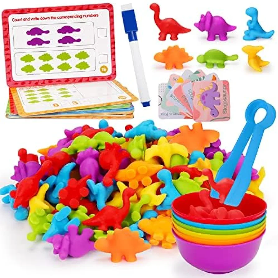 Counting Dinosaurs Montessori Toys for 3 4 5 Years Old Boys Girls Toddler Manipulatives Preschool Learning Activities Kindergarten Educational Sensory Fine Motor Skills Toys for Kids Ages 2-4 3-5 4-8