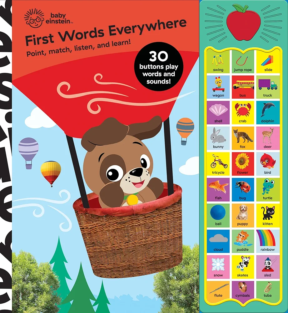 Baby Einstein - First Words Everywhere! Point, Match, Listen, and Learn! 30-Button Animal Sound Book - PI Kids