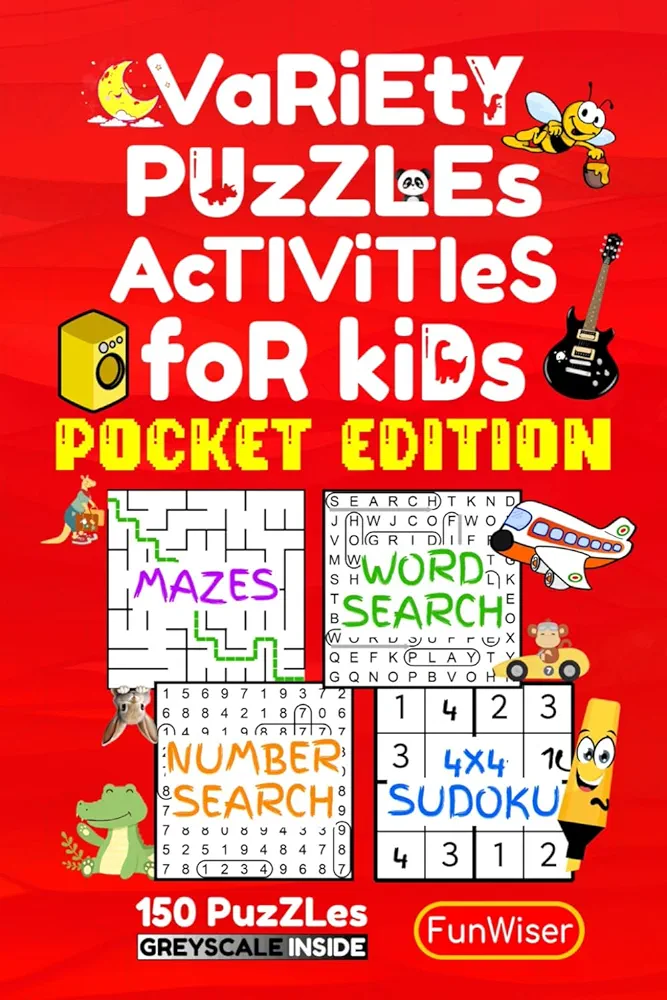 Pocket Puzzle Book for Kids - Variety Puzzles & Activity Book - Pocket Edition: 150 Puzzles - Travel Size - Word Search, Number Search, Mazes (3 ... - Car Travel Games (Pocket Puzzle Books)