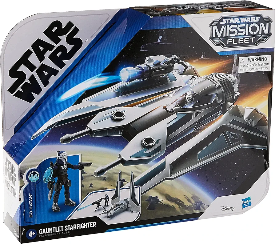 Star Wars Mission Fleet Stellar Class Bo-Katan Gauntlet Starfighter Starfighter Siege 2.5-Inch-Scale Figure & Vehicle, Kids Ages 4 and Up (F1139) , Blue