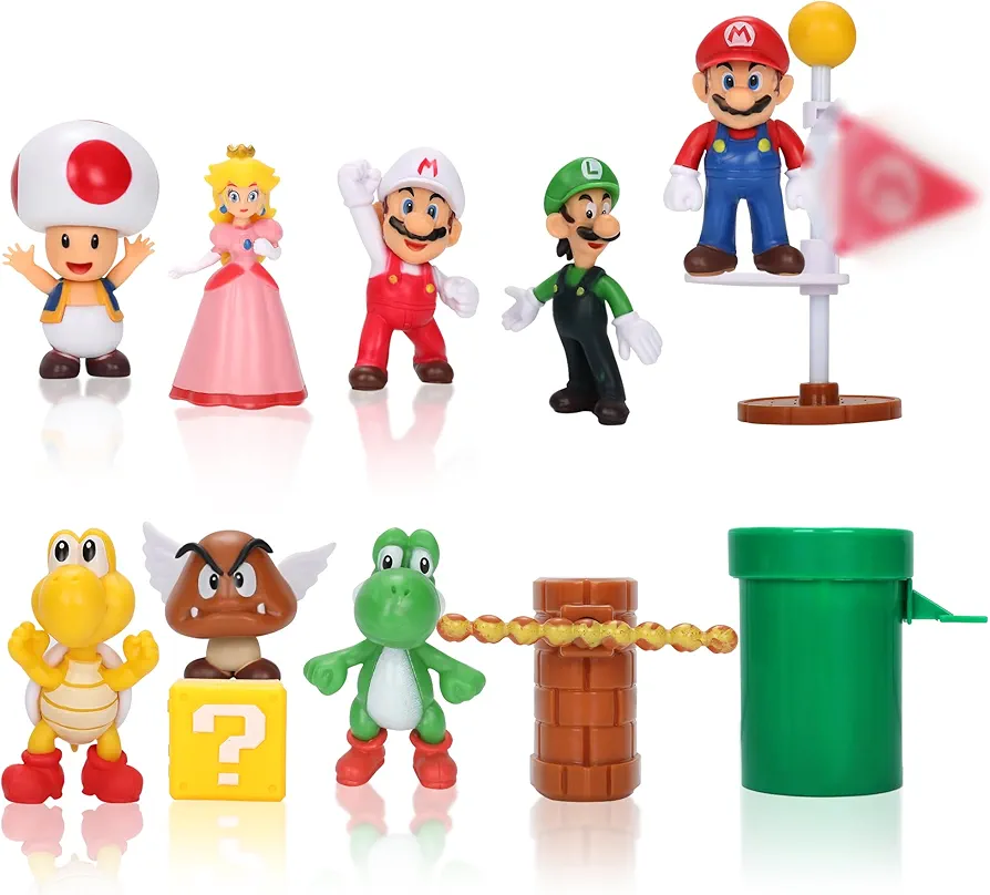 Super Bros Action Figures, 12 Set Super Bros Figure Diorama Play Set, Birthday Gifts for Kids Party Room Decoration School Classroom Exchange Party Favors Supplies