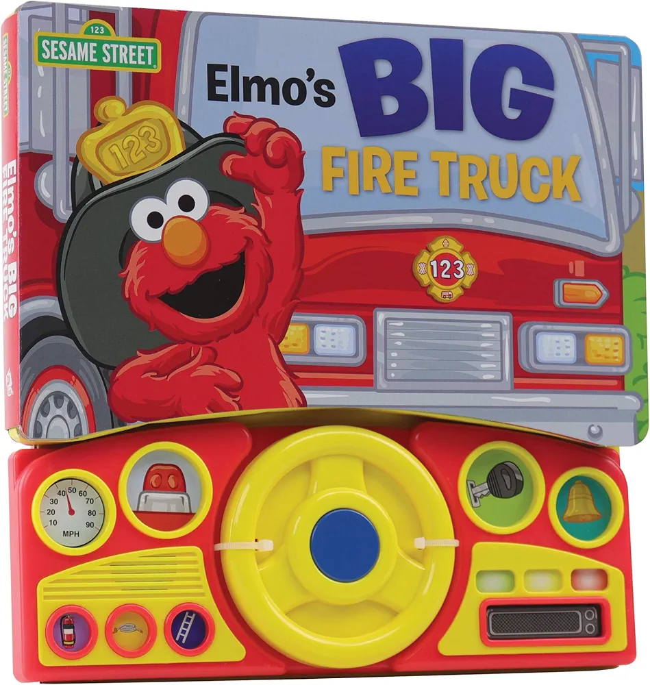 Sesame Street - Elmo's Big Fire Truck Adventure - Sound Book with Interactive Toy Steering Wheel - PI Kids (Play-A-Sound)