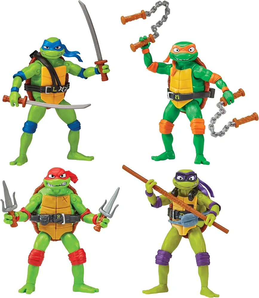 Teenage Mutant Ninja Turtles: Mutant Mayhem Basic Figure Turtle 4-Pack Bundle by Playmates Toys