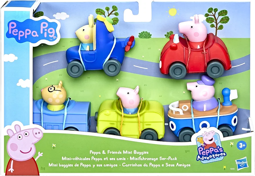 Power Rangers Peppa Pig Peppa’s Adventures Peppa and Friends Mini Buggies Pre-school Toy, 5 Vehicles, Ages 3 and Up, Multicolour (F25155L0)