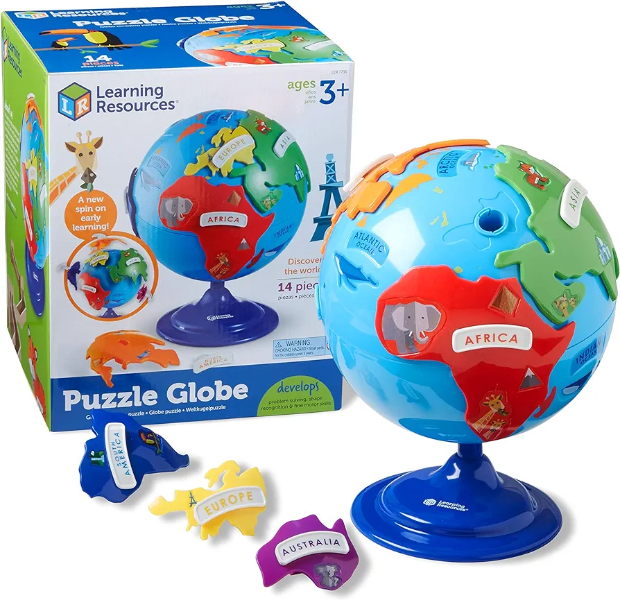 Learning Resources Puzzle Globe - 14 Pieces, Ages 3+ Preschool Learning Toys for Boys and Girls, Earth Globe for Kids