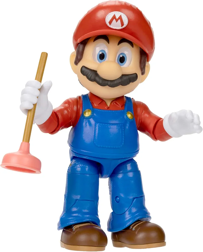 THE SUPER MARIO BROS. MOVIE - 5 Inch Action Figures Series 1 – Mario Figure with Plunger Accessory