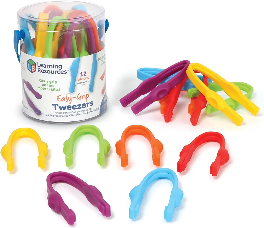 Learning Resources Easy-Grip Tweezers, Preschool Learning Activities, Educational Toys for Ages 2+, Teacher Supplies for Classroom, Fine Motor Skills,Gifts for Boys and Girls,Back to School