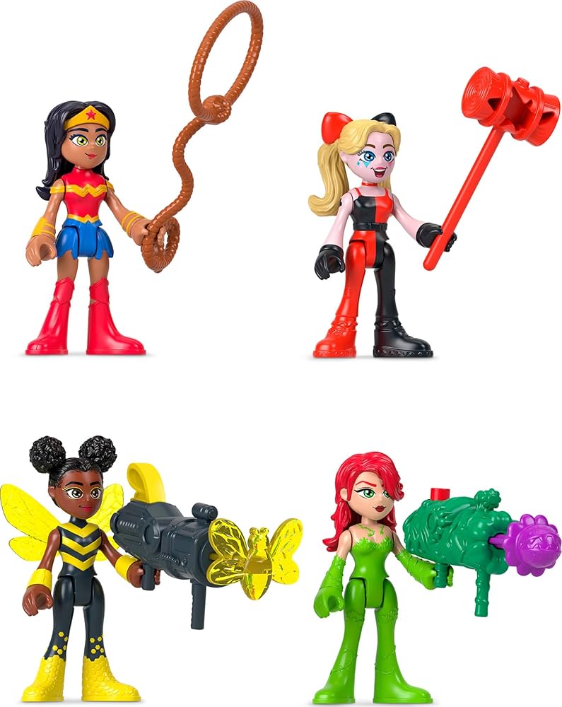 Fisher-Price Imaginext DC Super Friends Toys Rivals Figure Set with Wonder Woman Harley Quinn & Poison Ivy for Pretend Play Kids Ages 3+ Years