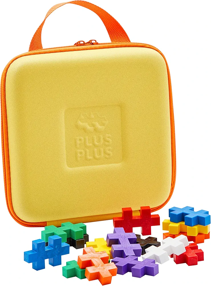 PLUS PLUS Big – Travel Case w/ 15 BIG Pieces – Construction Building Stem/Steam Toy, Interlocking Large Puzzle Blocks for Toddlers and Preschool