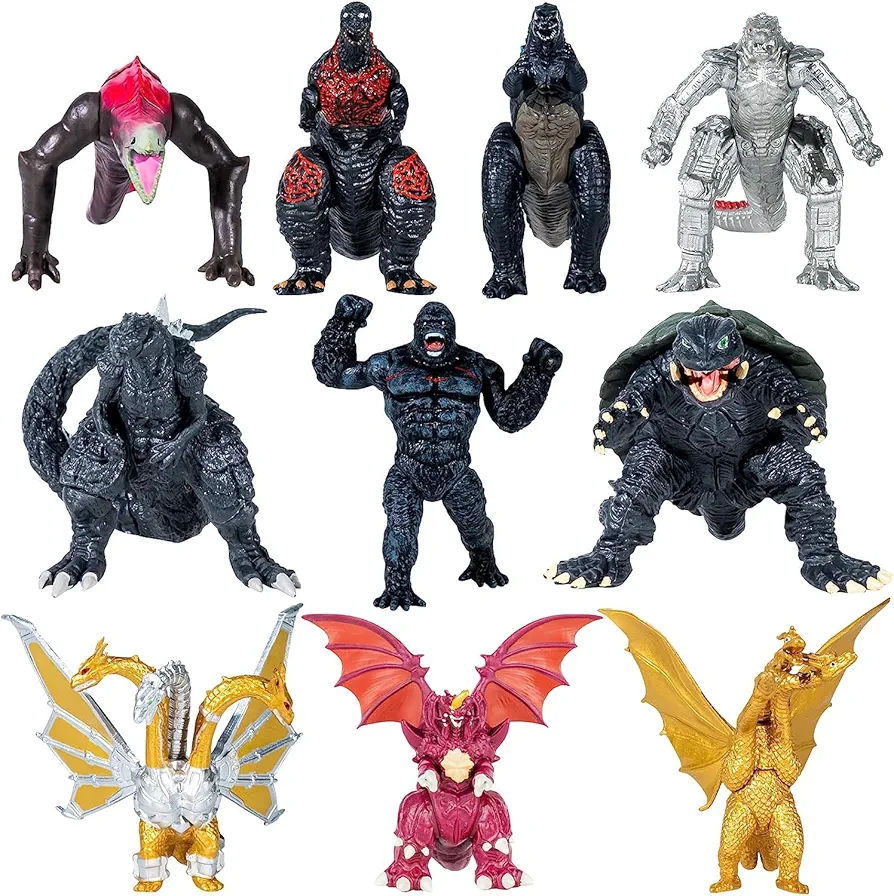 10pcs New Dragon Action Figures King of The Monsters - Dragon VS Kong Mini Monster Orangutan Playsets