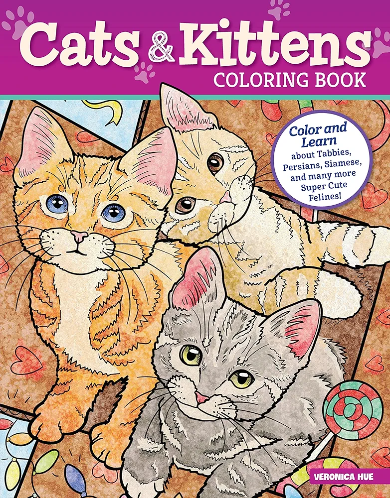 Cats and Kittens Coloring Book: Color and Learn about Tabbies, Persians, Siamese, and Many More Super Cute Felines! (Design Originals) 40 Designs for Kids, plus Fun Facts, on Perforated Paper