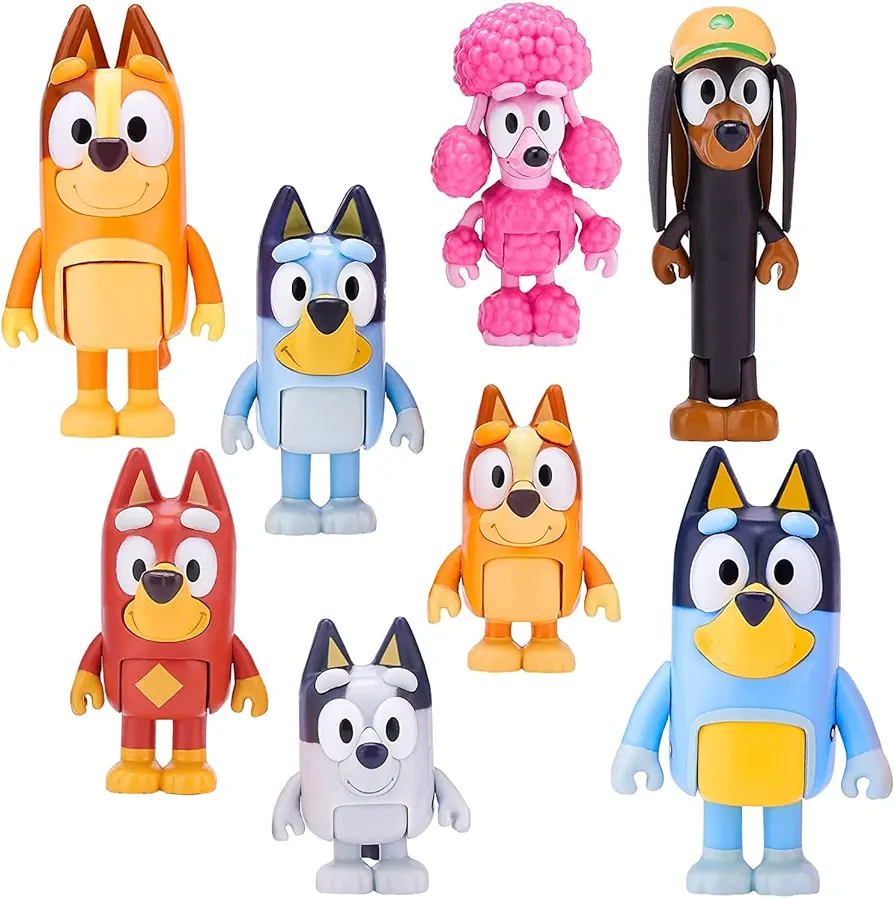 8 PCS Wolfs-Bluey Figures Toys Playset, Wolves-Bluey Action Figurines Family and Friends Set; Bingo, Bandit, Chilli, Coco, Snickers, Rusty and Muffin - Cake Toppers 2.5-3"