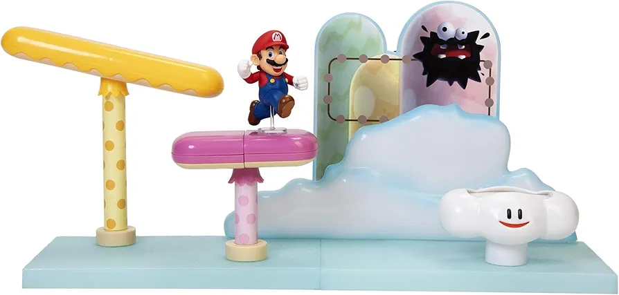 Super Mario Cloud World Diorama Set with 2.5" Running Mario Action Figure