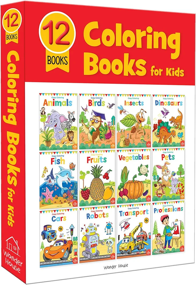 Coloring Books Boxset: Pack of 12 Copy Color Books For Children (Creative Crayons)