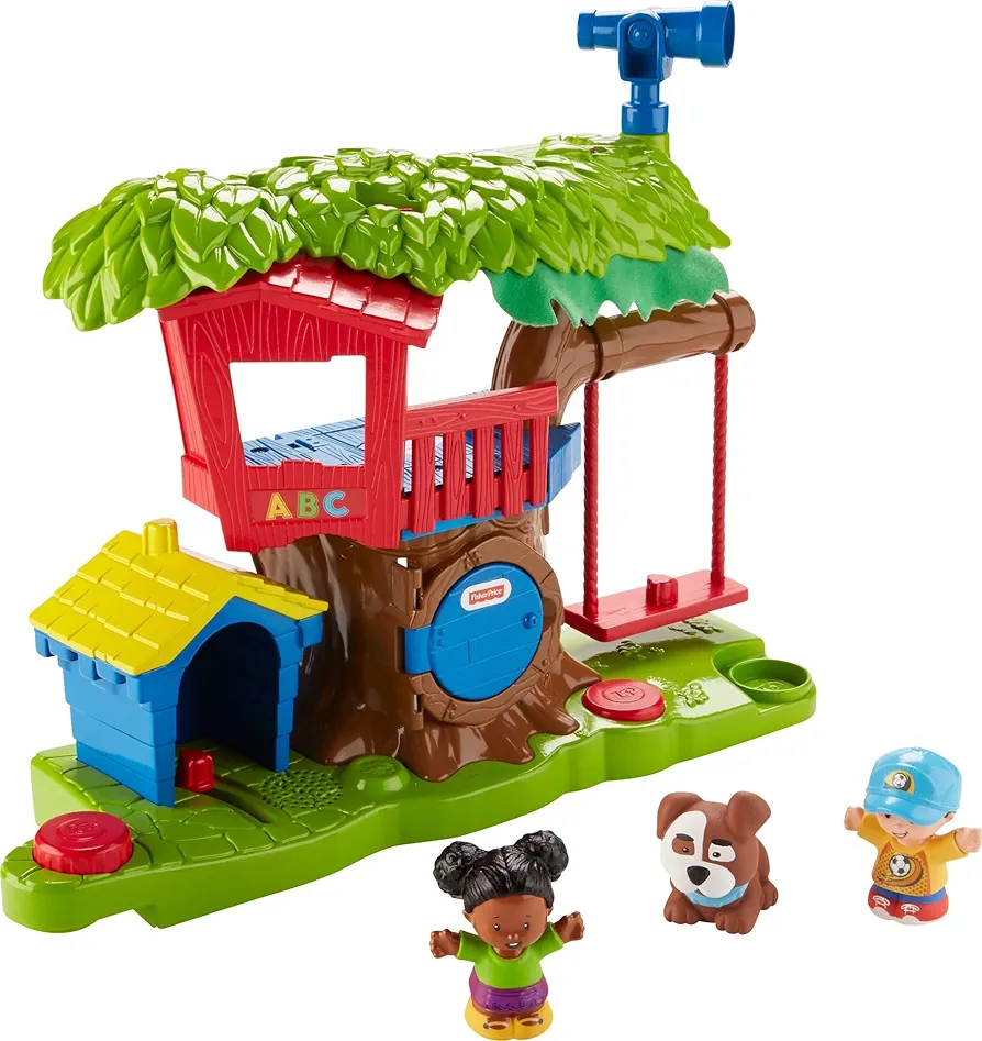 Fisher-Price Little People Toddler Musical Toy Swing & Share Treehouse Playset with 3 Figures for Pretend Play Ages 1+ Years