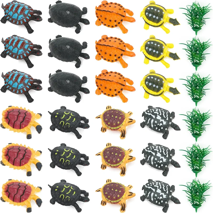 ONEST 30 Pieces Sea Turtle Figurines Hand Painted Tiny Turtles Sea Turtles Figures Fake Ocean Tortoises Toys Realistic Detailed Plastic Turtle Figures Toys for Kids Birthday Party Gifts