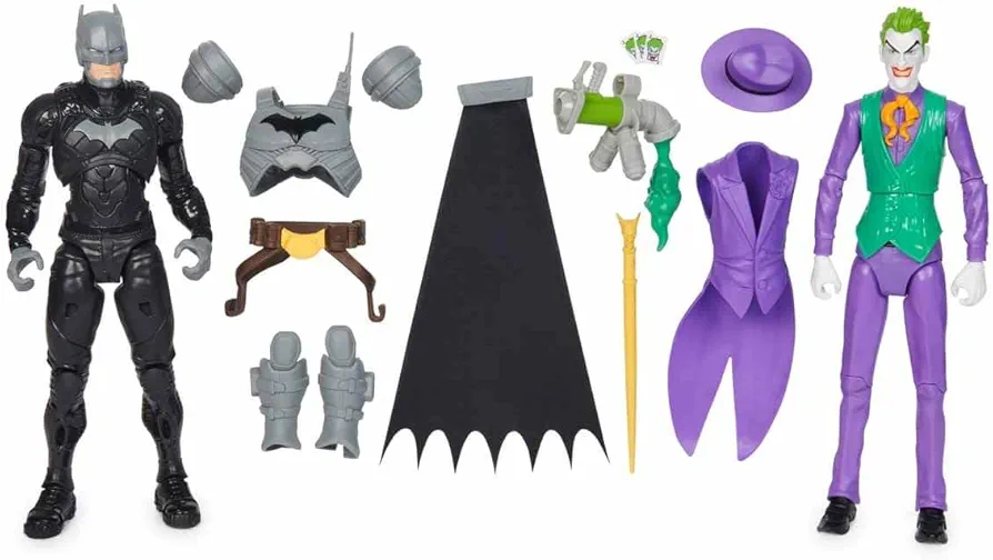 DC Comics, Batman Adventures, Batman vs The Joker Action Figures Set, 2 Figures, 12 Armor Accessories, 12-inch Super Hero Kids Toy for Boys & Girls