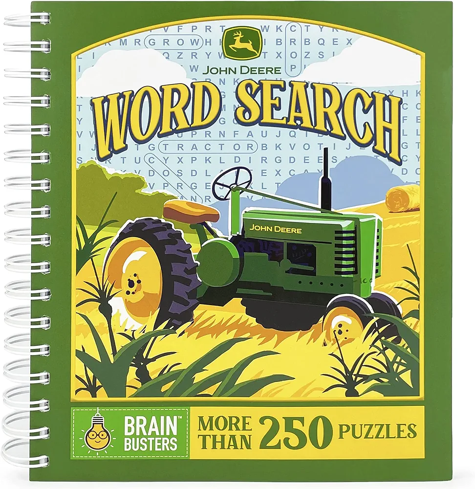 John Deere Word Search, Multi-Level Spiral-Bound Puzzle Book Including More Than 250 Farm, Tractor, and Animal Puzzles (Part of the Brain Busters Puzzle Collection)