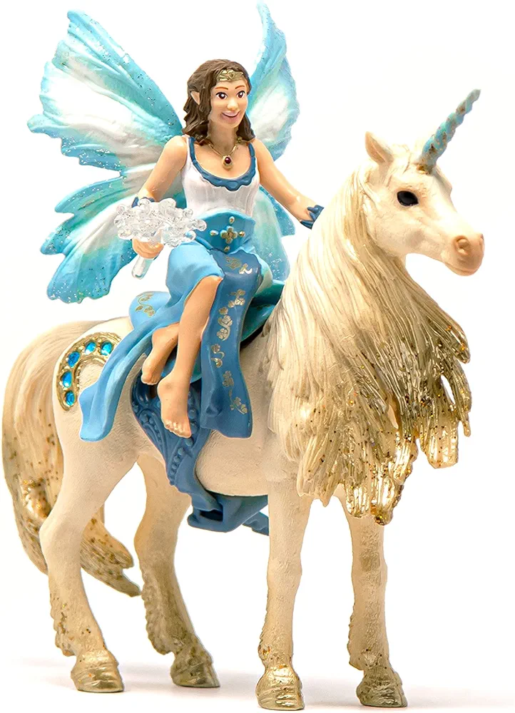 Schleich Bayala Mermaid Eyela Doll with Golden Unicorn 4pc. Figurine Playset - Featuring Bold and Glitter Details, Highly Durable and Fun Imaginative Toy for Boys and Girls, Gift for Kids Ages 5+