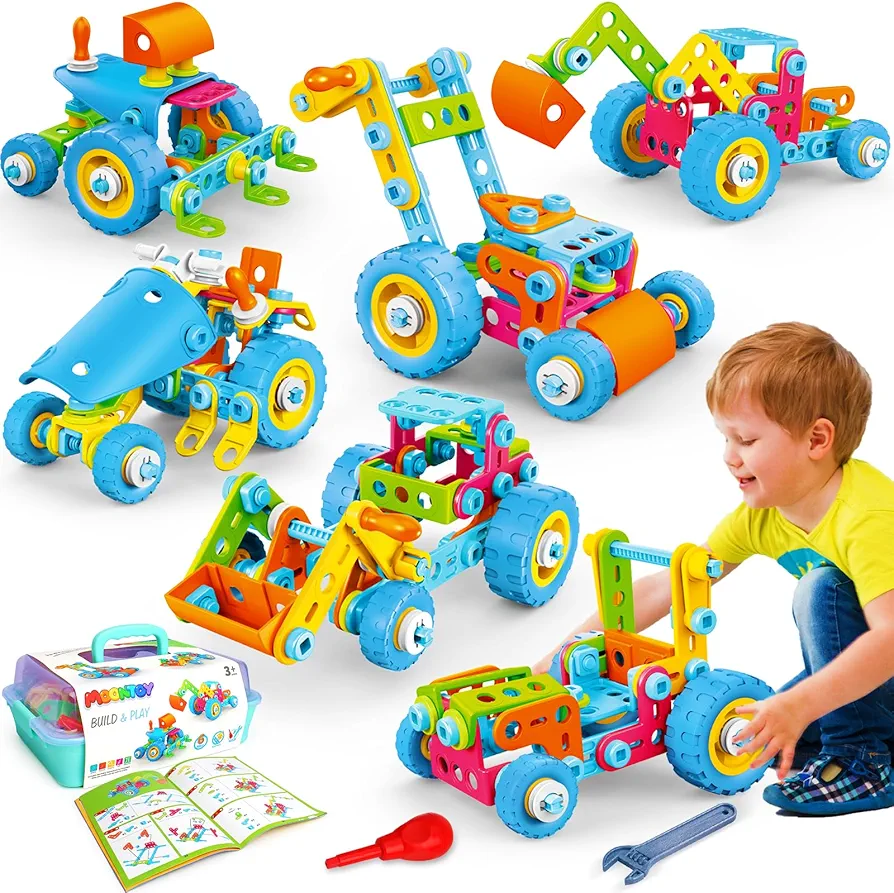 MOONTOY Kids STEM Kit Building Toys for 3 4 5 6 7 8+ Year Old Boy Girl Birthday Gift, 118 Pcs Preschool Educational Building Block Activities Age 3-5 4-8 5-7 6-8 Engineering Construction Creative Game