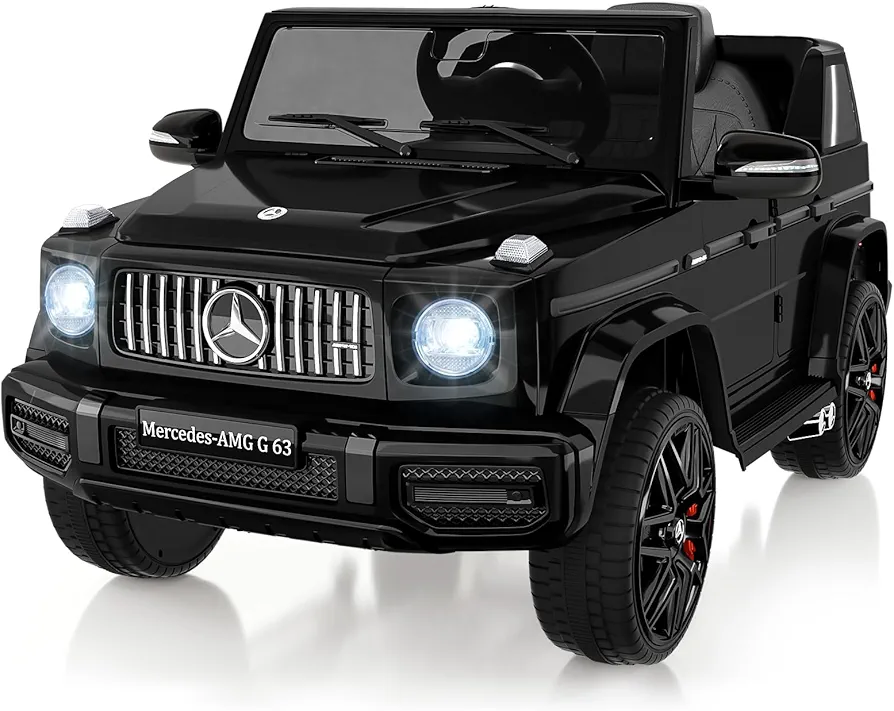 12V Kids Ride On Car, Hetoy Licensed Mercedes-Benz G63 Electric Car Battery Powered w/Parent Remote Control, LED Lights, Bluetooth, Music, Radio, Electric Vehicle Ride on Toy for Kids, Black