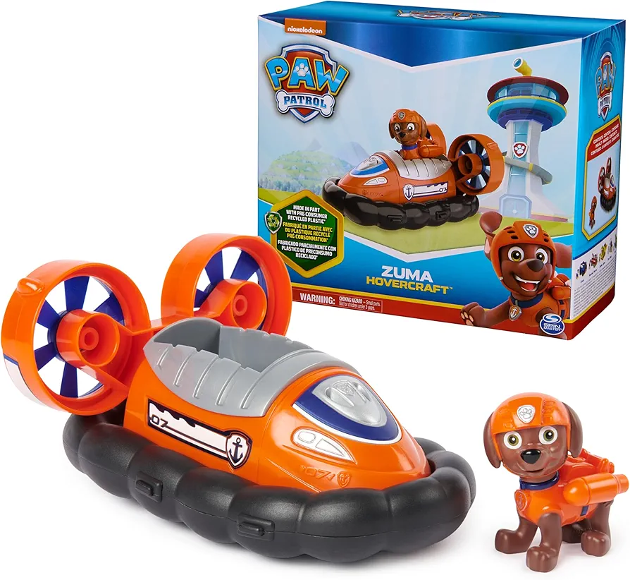 Paw Patrol, Zuma’s Hovercraft, Toy Vehicle with Collectible Action Figure, Sustainably Minded Kids Toys for Boys & Girls Ages 3 and Up